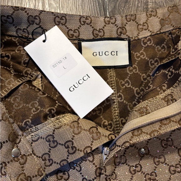 Gucci Beige Monogram High Waist Shorts - Picture 6 of 11